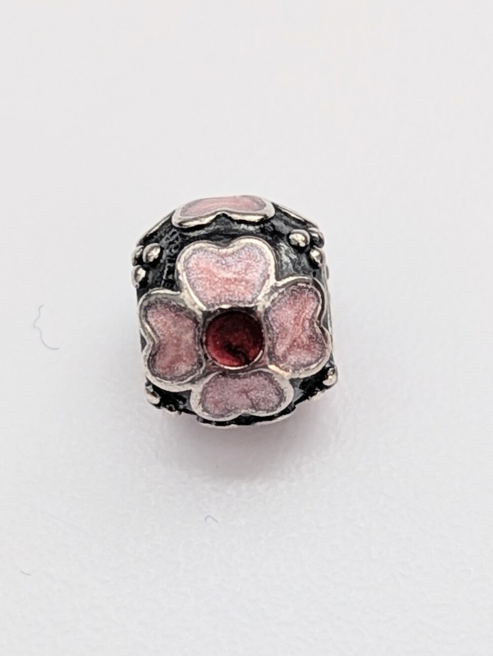 Pandora Sterling Silver Daisy Flower Charm w/Red & Pink Enamel